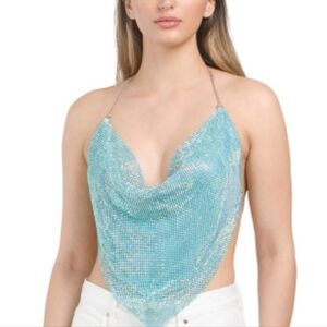 House of Harlow 1960 Rhinestone Scarf Halter Top size Small NWT